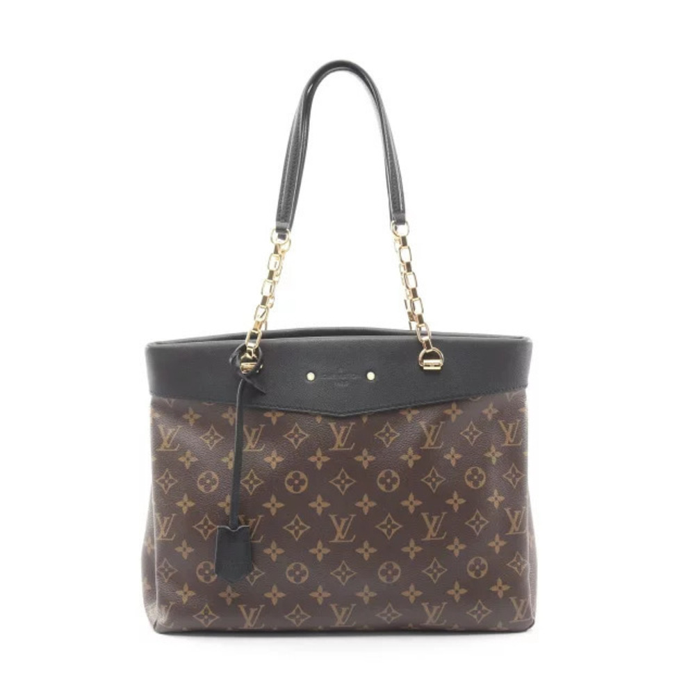 Louis Vuitton Pallas Shopper Tote Bag Canvas Leather Monogram Brown Black